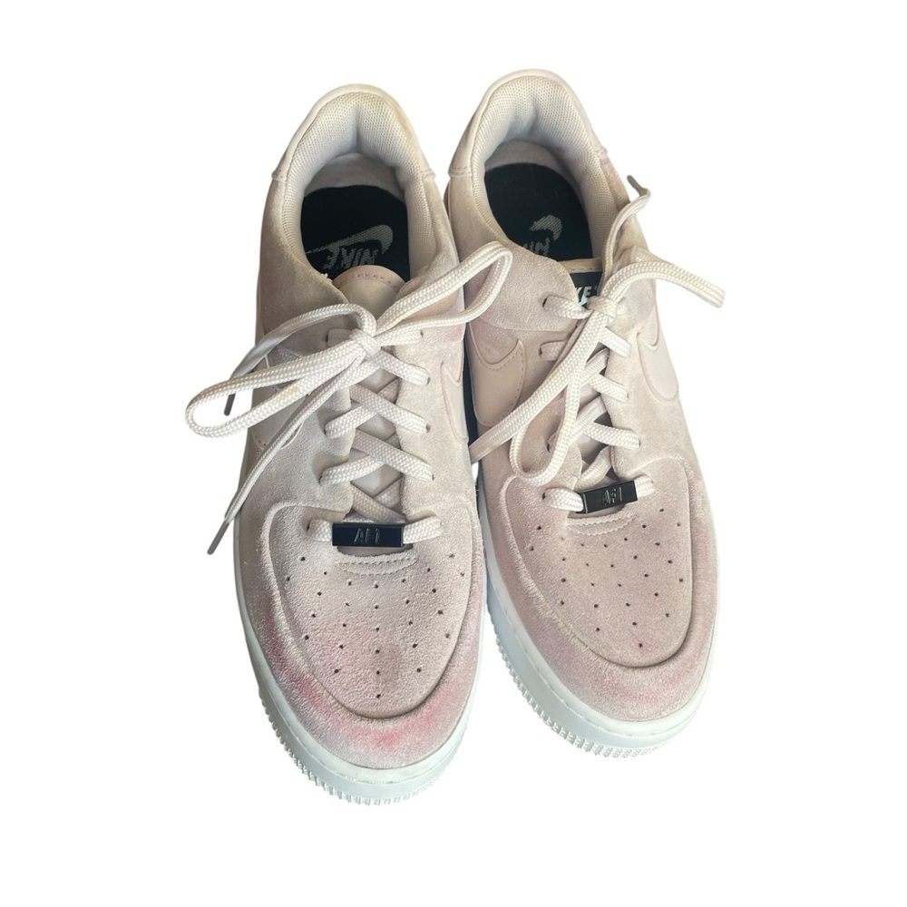Nike Air Force 1 sage low pink suede tie shoes size 8 (READ)